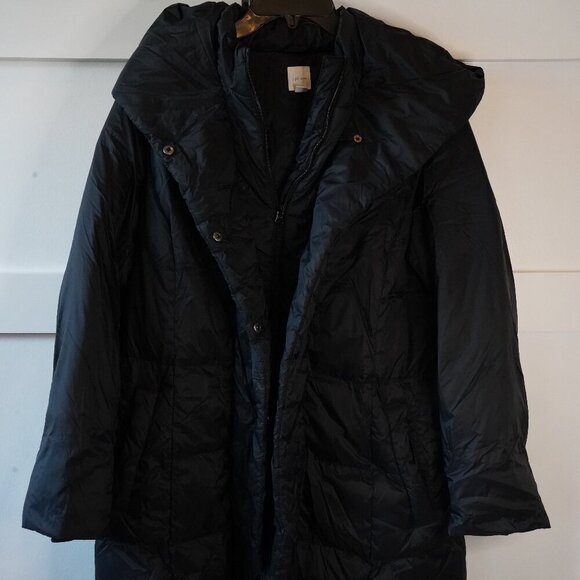 J. Jill Down, Emerson Long Hooded Down Puffer Coat, Black - Picture 3 of 7